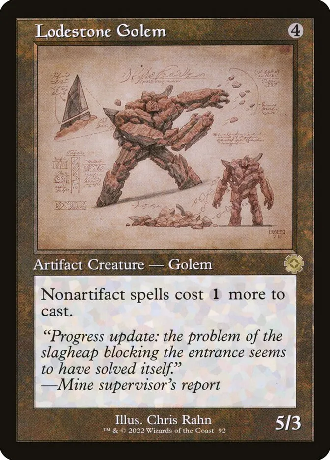 2022 The Brothers' War Retro Artifacts Lodestone Golem #92 rare card image