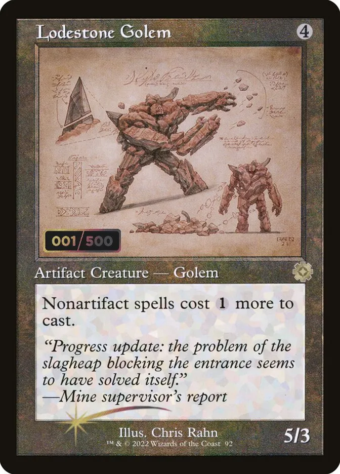 2022 The Brothers' War Retro Artifacts Lodestone Golem #92z rare card image