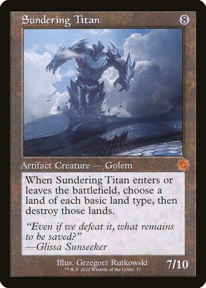 2022 The Brothers' War Retro Artifacts Sundering Titan mythic #57 mythic card image