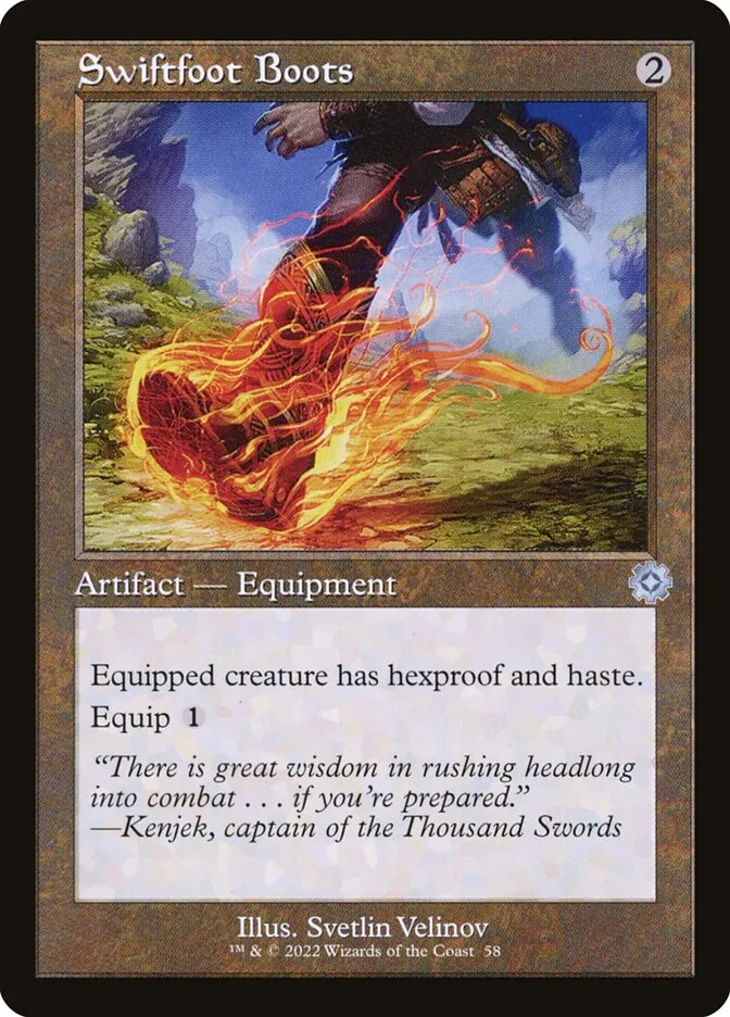2022 The Brothers' War Retro Artifacts Swiftfoot Boots uncommon #58 uncommon card image