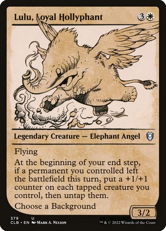 2022 Commander Legends: Battle for Baldur's Gate Lulu, Loyal Hollyphant #379 uncommon card image