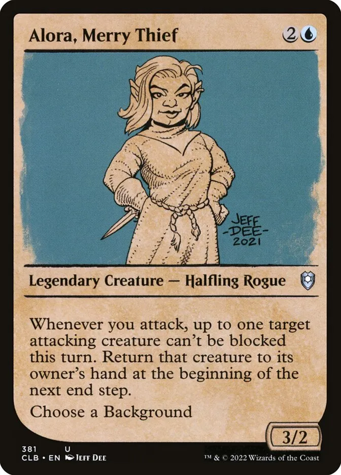 2022 Commander Legends: Battle for Baldur's Gate Alora, Merry Thief #381 uncommon card image