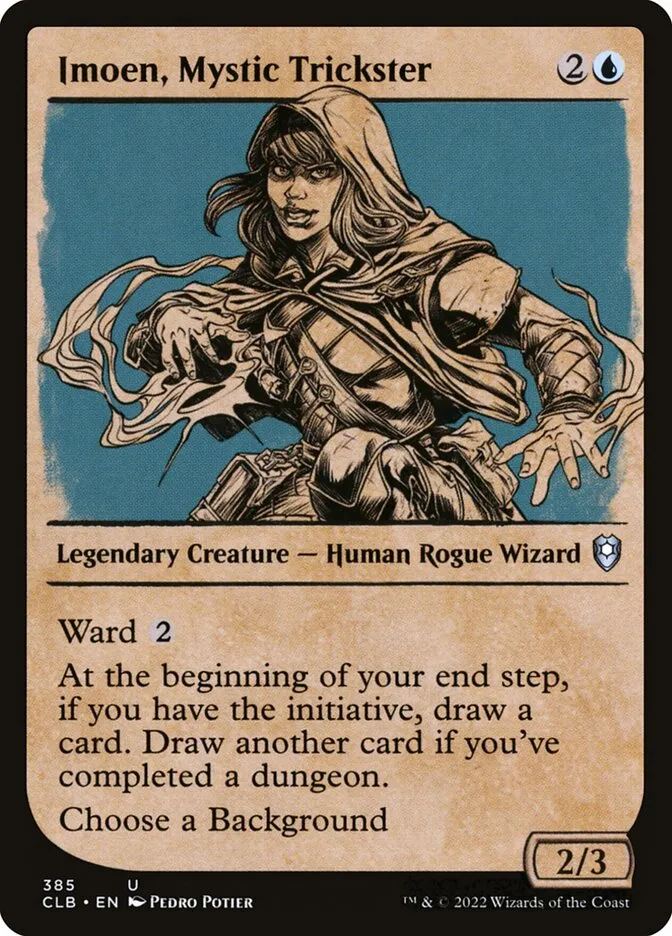 2022 Commander Legends: Battle for Baldur's Gate Imoen, Mystic Trickster #385 uncommon card image