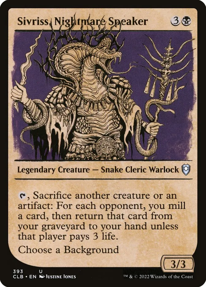 2022 Commander Legends: Battle for Baldur's Gate Sivriss, Nightmare Speaker #393 uncommon card image