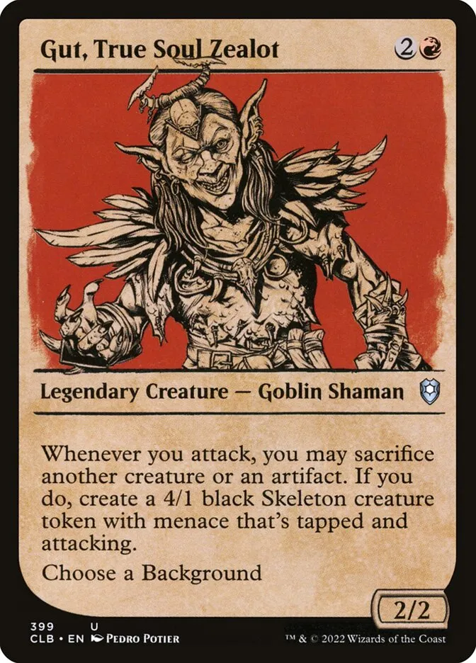 2022 Commander Legends: Battle for Baldur's Gate Gut, True Soul Zealot #399 uncommon card image