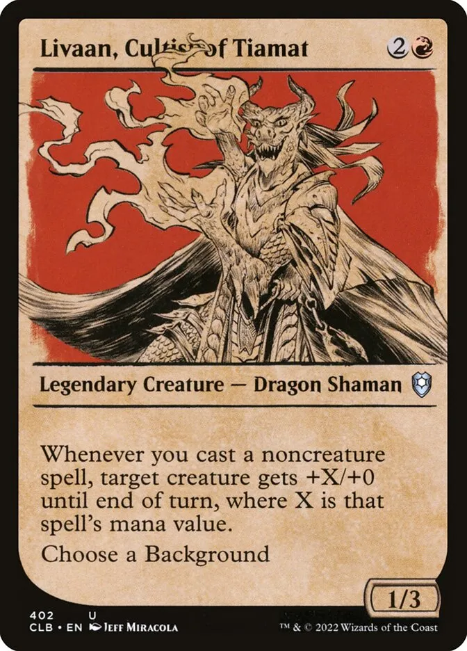2022 Commander Legends: Battle for Baldur's Gate Livaan, Cultist of Tiamat #402 uncommon card image