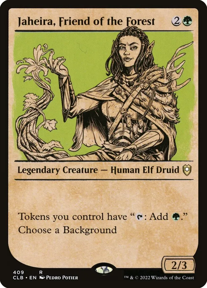 2022 Commander Legends: Battle for Baldur's Gate Jaheira, Friend of the Forest #409 rare card image