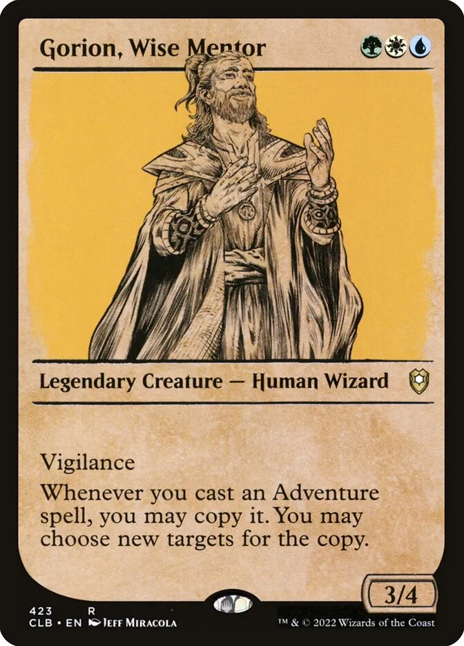2022 Commander Legends: Battle for Baldur's Gate Gorion, Wise Mentor #423 rare card image