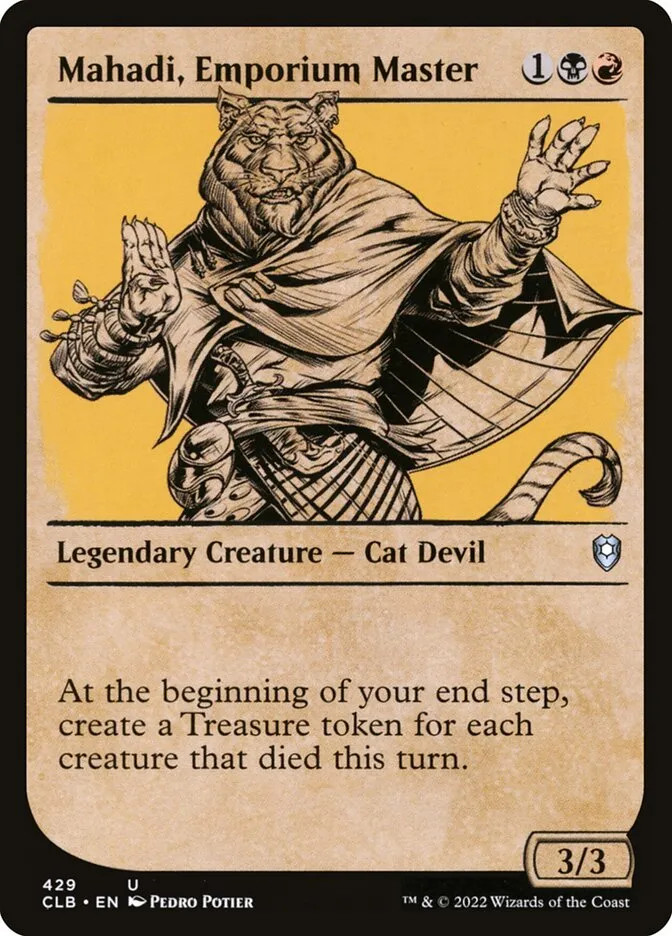 2022 Commander Legends: Battle for Baldur's Gate Mahadi, Emporium Master #429 uncommon card image