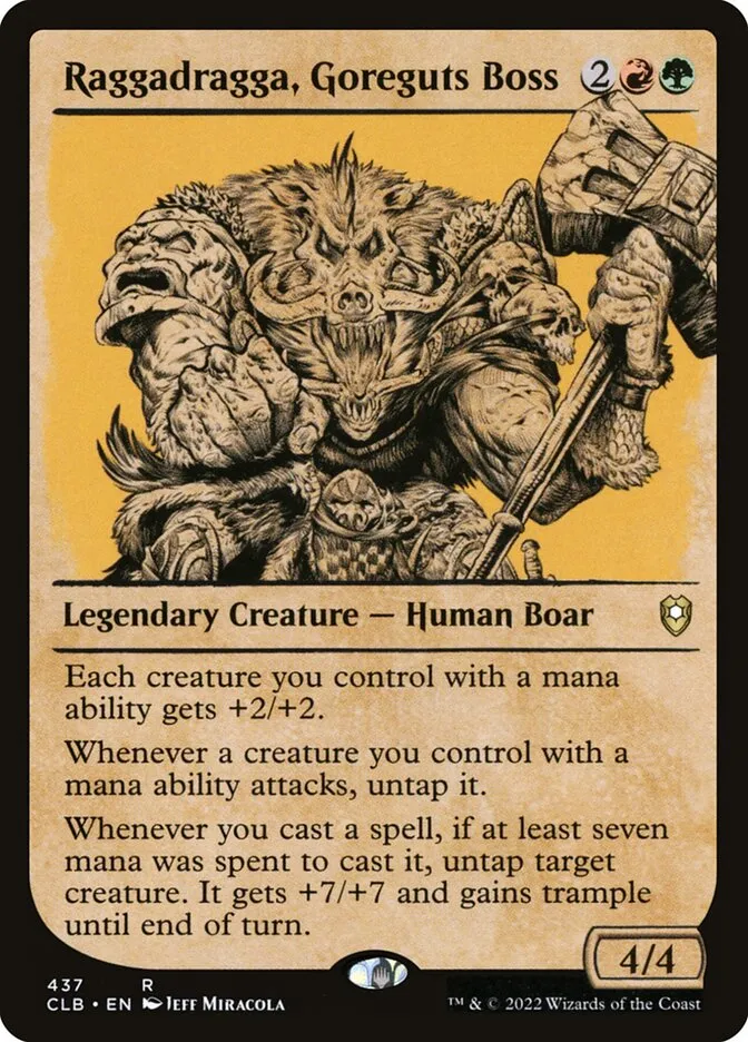 2022 Commander Legends: Battle for Baldur's Gate Raggadragga, Goreguts Boss #437 rare card image