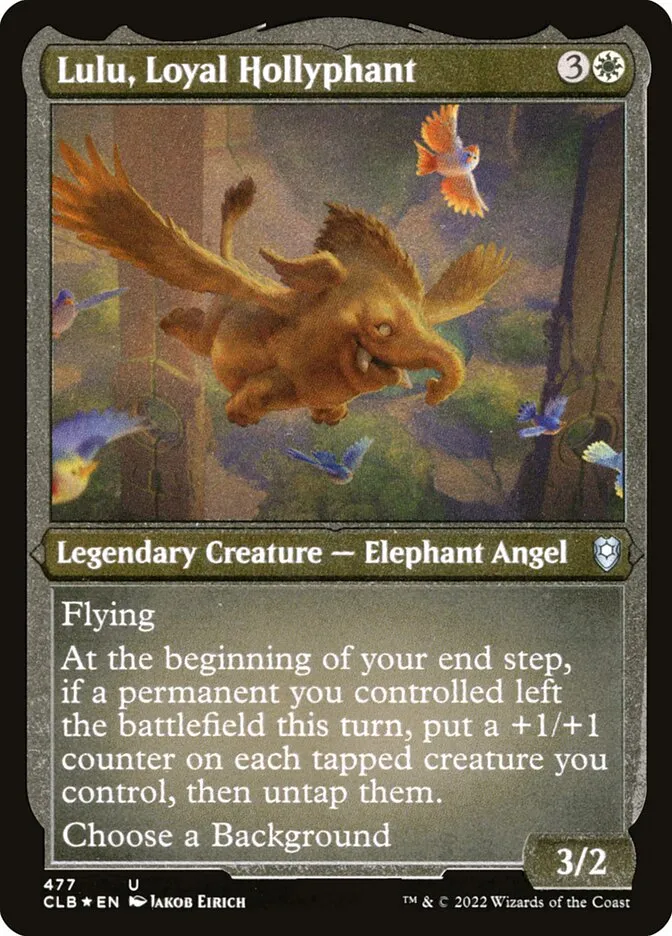 2022 Commander Legends: Battle for Baldur's Gate Lulu, Loyal Hollyphant #477 uncommon card image