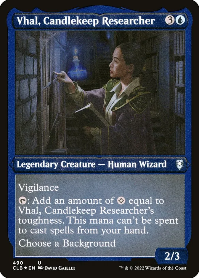 2022 Commander Legends: Battle for Baldur's Gate Vhal, Candlekeep Researcher #490 uncommon card image