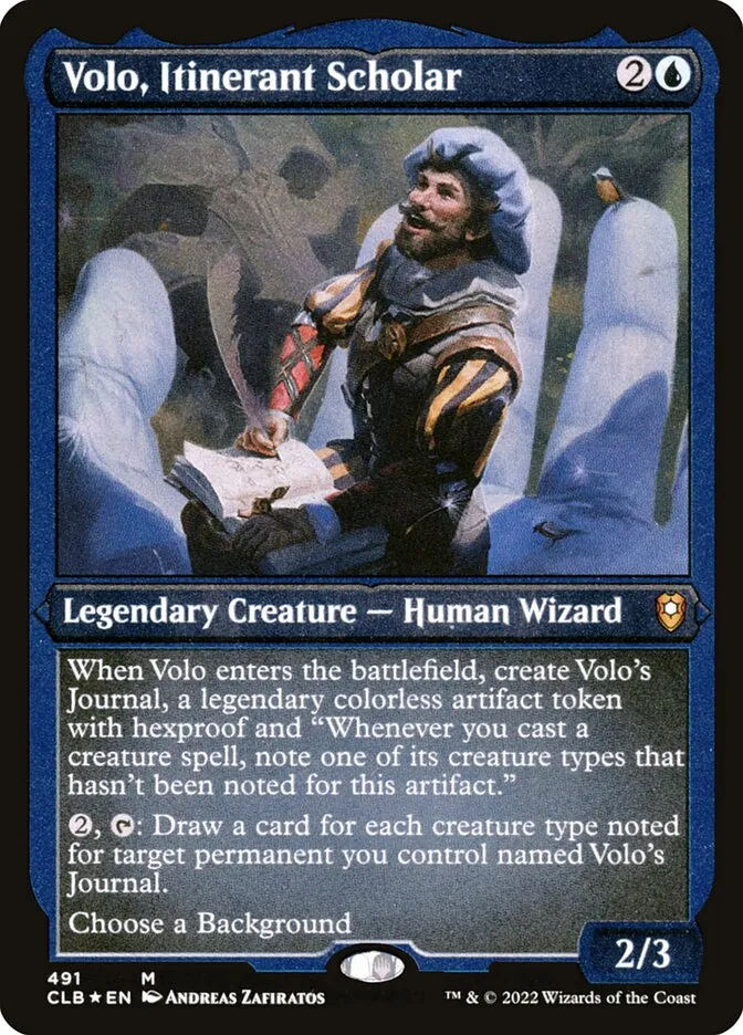 2022 Commander Legends: Battle for Baldur's Gate Volo, Itinerant Scholar #491 mythic card image