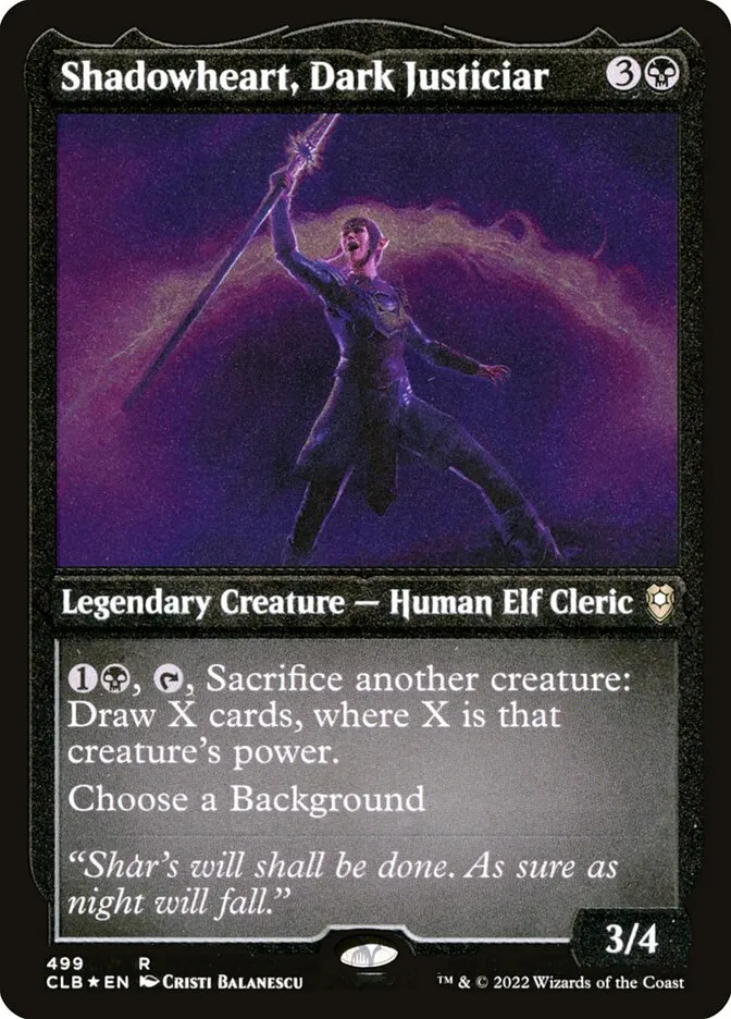 2022 Commander Legends: Battle for Baldur's Gate Shadowheart, Dark Justiciar #499 rare card image
