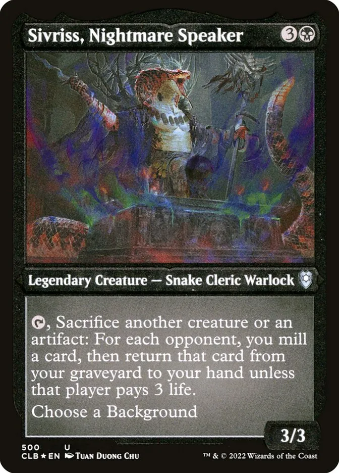 2022 Commander Legends: Battle for Baldur's Gate Sivriss, Nightmare Speaker #500 uncommon card image