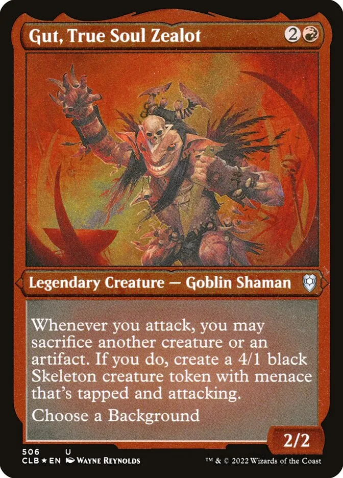 2022 Commander Legends: Battle for Baldur's Gate Gut, True Soul Zealot #506 uncommon card image