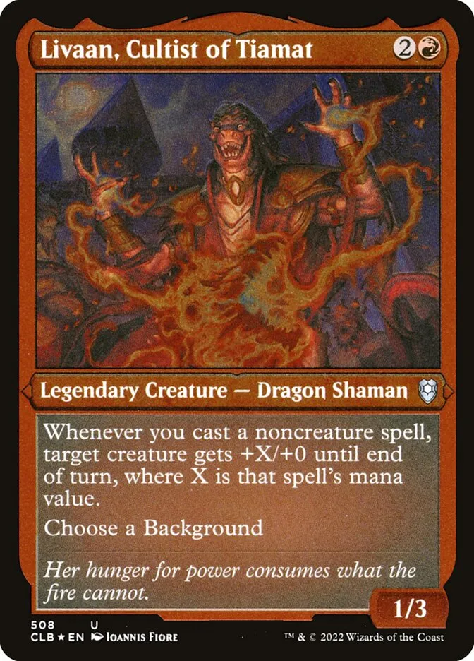 2022 Commander Legends: Battle for Baldur's Gate Livaan, Cultist of Tiamat #508 uncommon card image