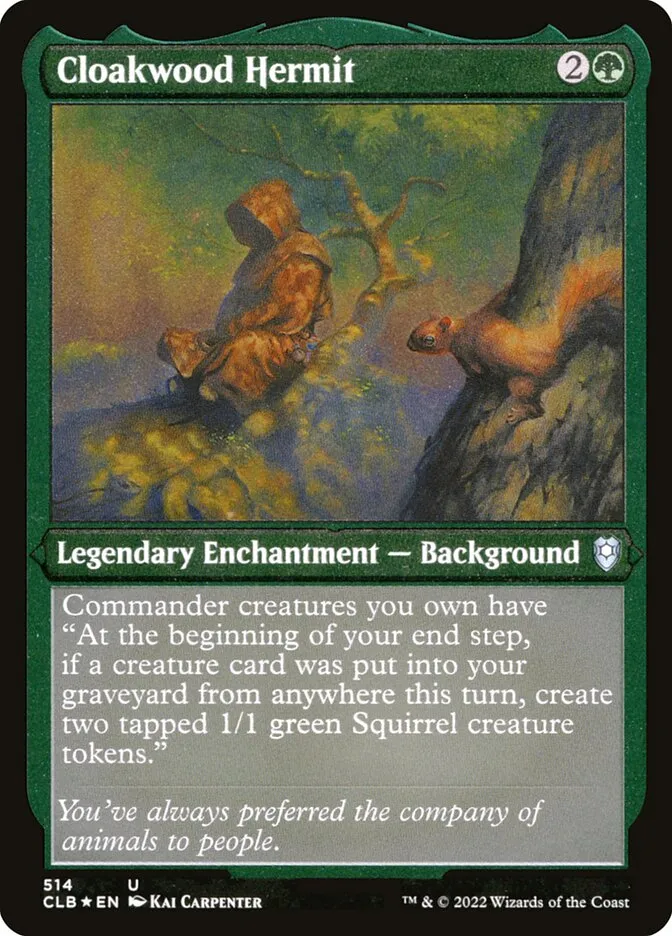 2022 Commander Legends: Battle for Baldur's Gate Cloakwood Hermit #514 uncommon card image
