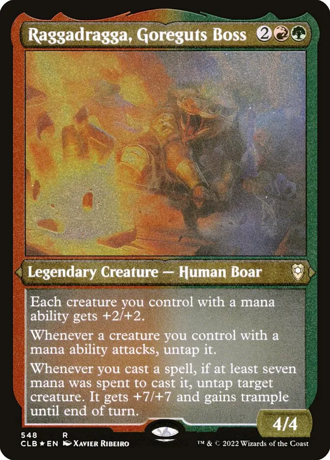 2022 Commander Legends: Battle for Baldur's Gate Raggadragga, Goreguts Boss #548 rare card image