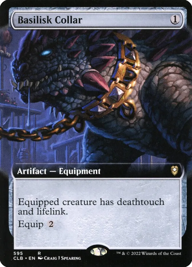 2022 Commander Legends: Battle for Baldur's Gate Basilisk Collar #595 rare card image