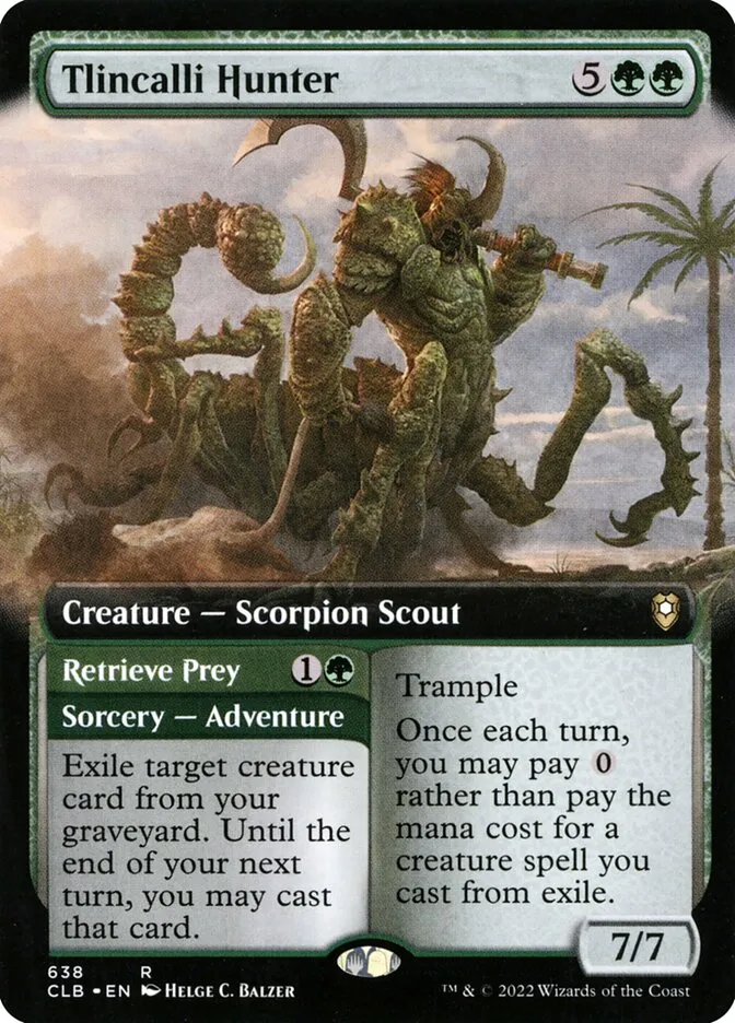 2022 Commander Legends: Battle for Baldur's Gate Tlincalli Hunter // Retrieve Prey #638 rare card image