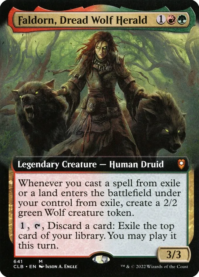2022 Commander Legends: Battle for Baldur's Gate Faldorn, Dread Wolf Herald #641 mythic card image