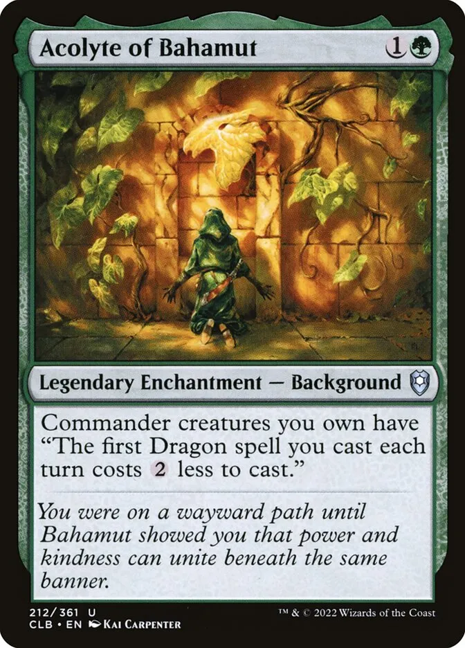 2022 Commander Legends: Battle for Baldur's Gate Acolyte of Bahamut #212 uncommon card image