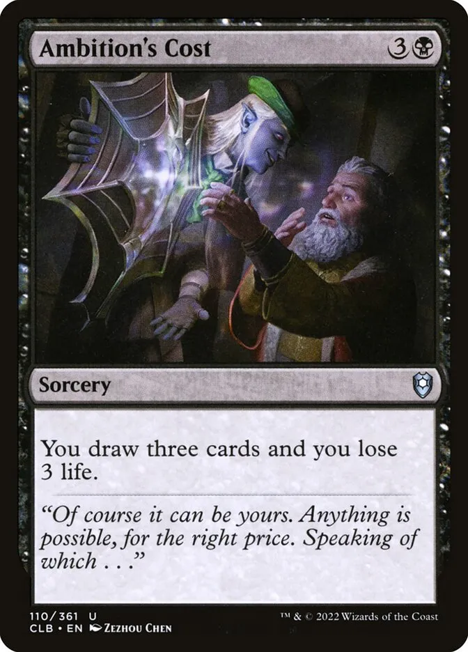 2022 Commander Legends: Battle for Baldur's Gate Ambition's Cost #110 uncommon card image