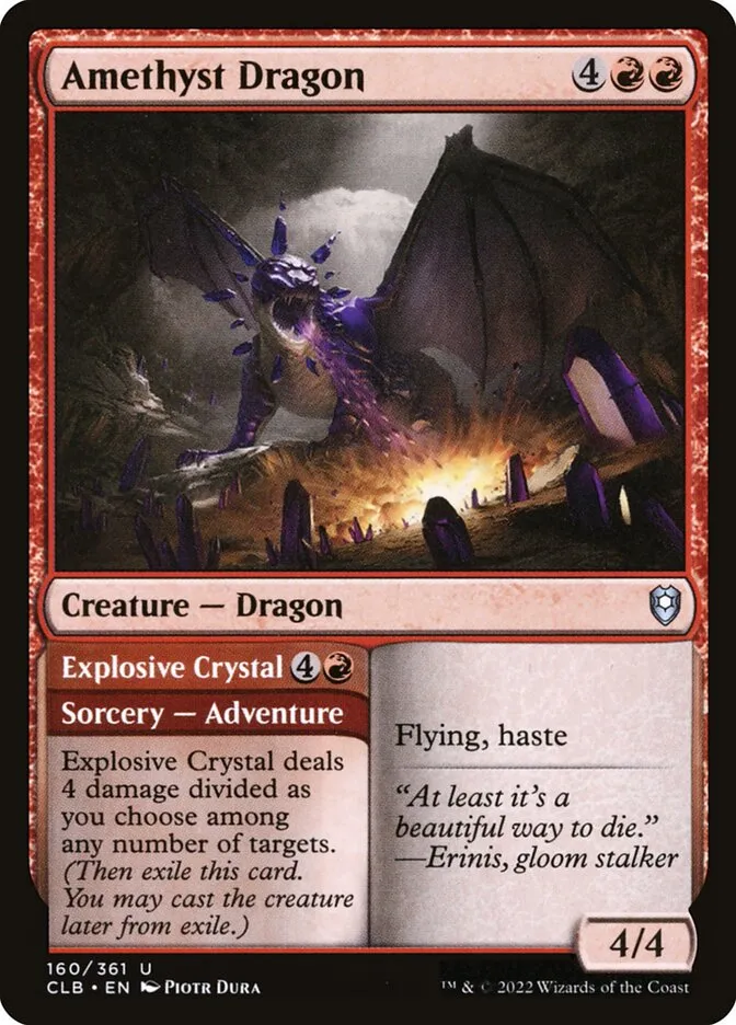 2022 Commander Legends: Battle for Baldur's Gate Amethyst Dragon // Explosive Crystal #160 uncommon card image