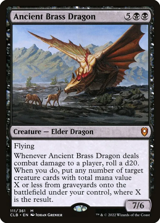 2022 Commander Legends: Battle for Baldur's Gate Ancient Brass Dragon #111 mythic card image