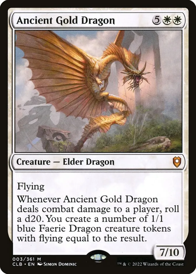 2022 Commander Legends: Battle for Baldur's Gate Ancient Gold Dragon mythic #3 mythic card image