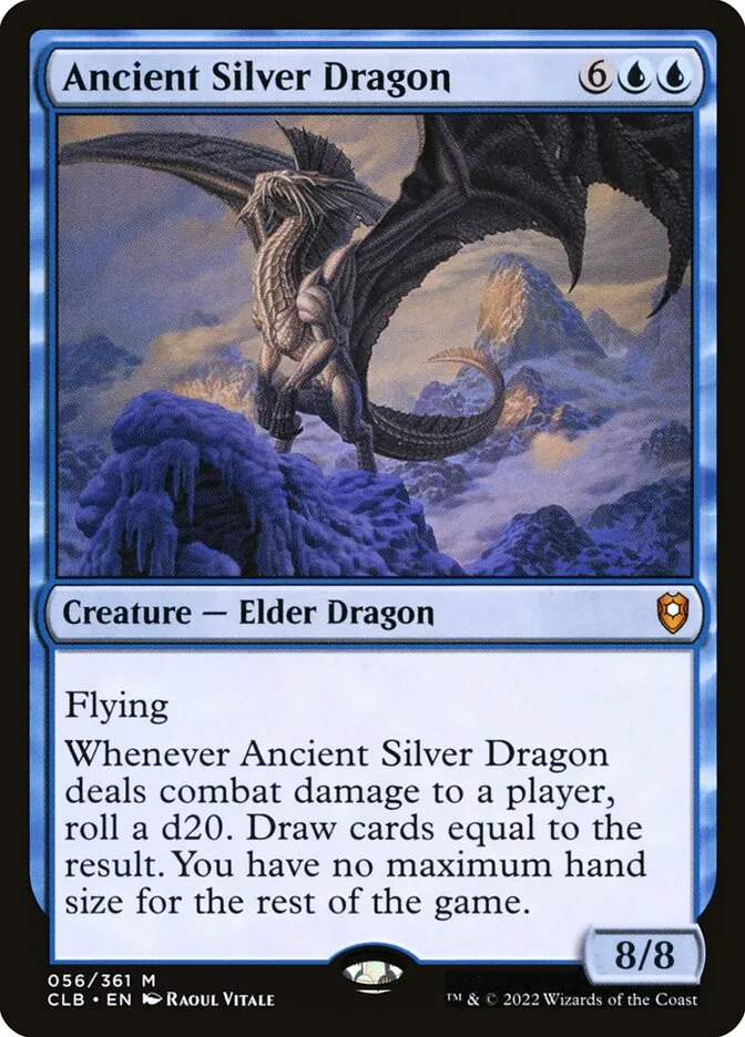 2022 Commander Legends: Battle for Baldur's Gate Ancient Silver Dragon #56 mythic card image