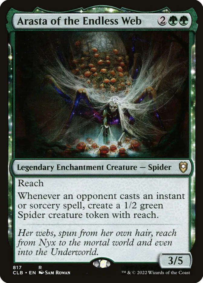 2022 Commander Legends: Battle for Baldur's Gate Arasta of the Endless Web #817 rare card image
