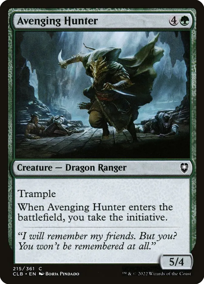 2022 Commander Legends: Battle for Baldur's Gate Avenging Hunter common #215 common card image