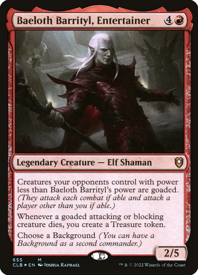 2022 Commander Legends: Battle for Baldur's Gate Baeloth Barrityl, Entertainer #655 mythic card image
