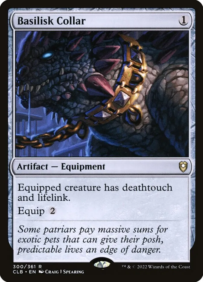 2022 Commander Legends: Battle for Baldur's Gate Basilisk Collar #300 rare card image