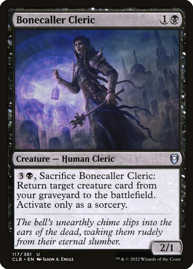 2022 Commander Legends: Battle for Baldur's Gate Bonecaller Cleric #117 uncommon card image