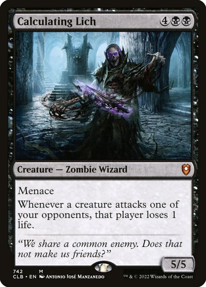 2022 Commander Legends: Battle for Baldur's Gate Calculating Lich #742 mythic card image