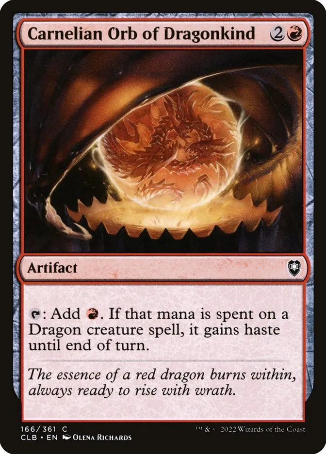 2022 Commander Legends: Battle for Baldur's Gate Carnelian Orb of Dragonkind #166 common card image