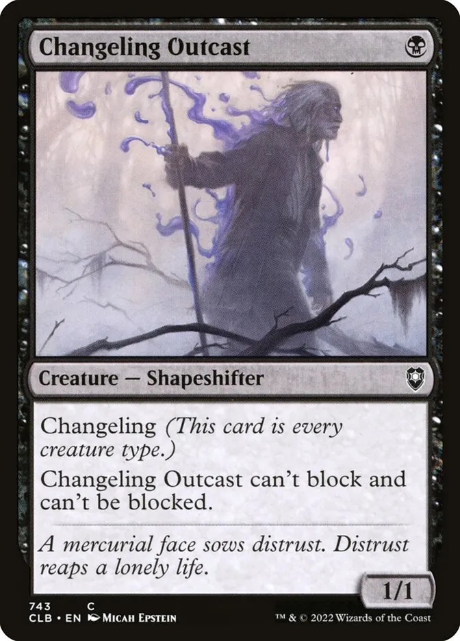 2022 Commander Legends: Battle for Baldur's Gate Changeling Outcast #743 common card image