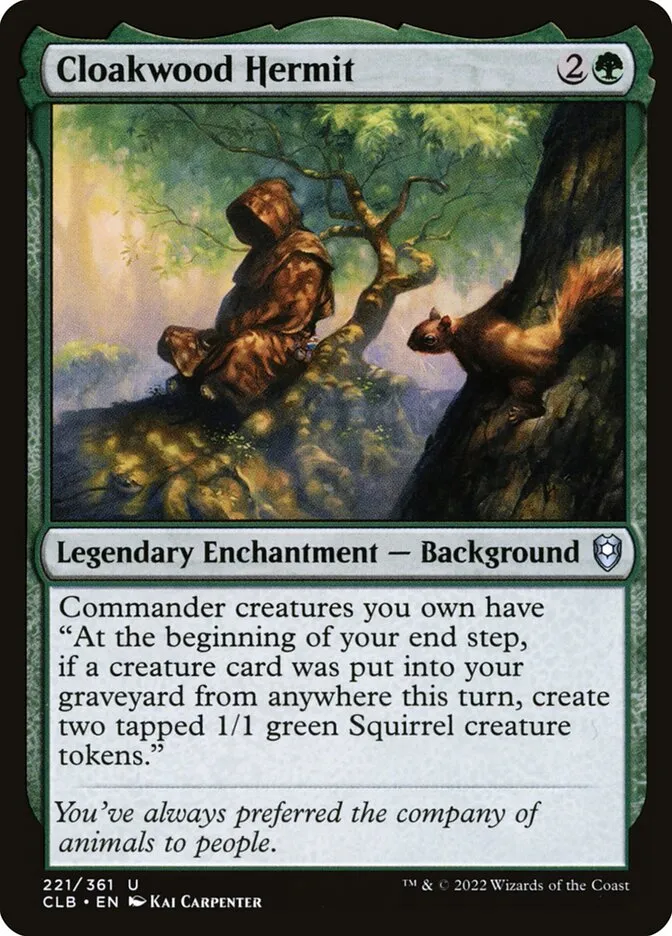 2022 Commander Legends: Battle for Baldur's Gate Cloakwood Hermit #221 uncommon card image