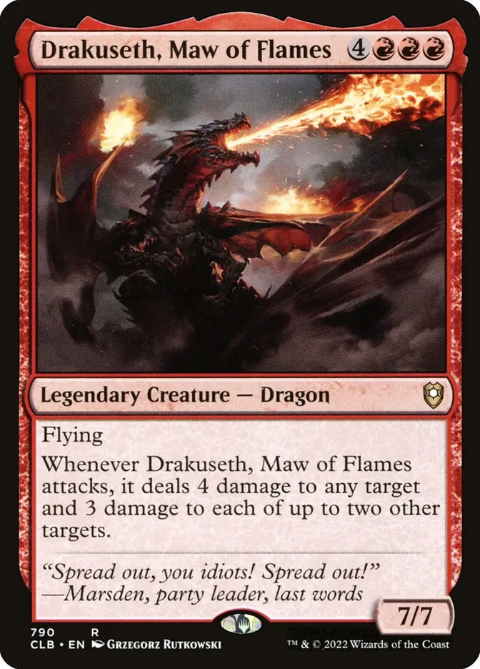2022 Commander Legends: Battle for Baldur's Gate Drakuseth, Maw of Flames #790 rare card image