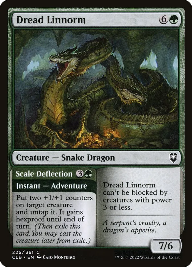 2022 Commander Legends: Battle for Baldur's Gate Dread Linnorm // Scale Deflection #225 common card image