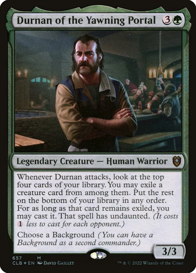 2022 Commander Legends: Battle for Baldur's Gate Durnan of the Yawning Portal #657 mythic card image
