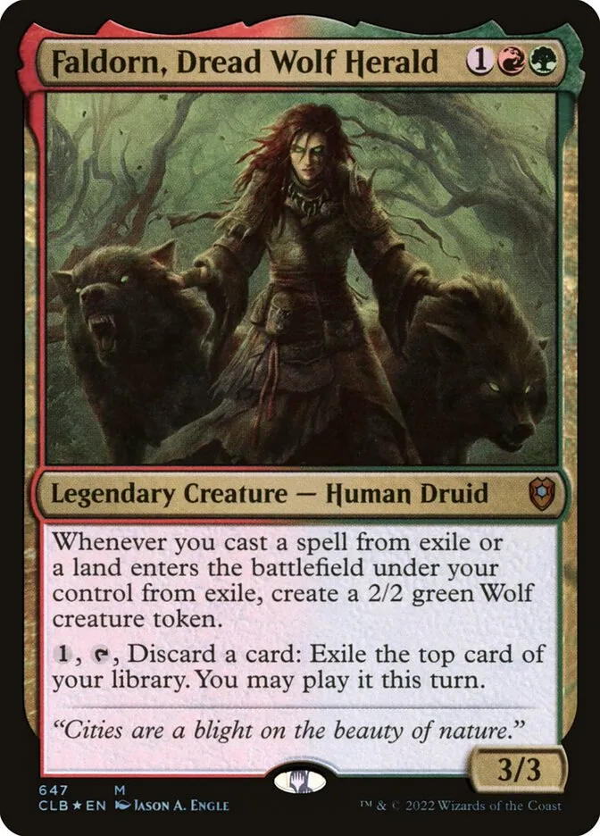 2022 Commander Legends: Battle for Baldur's Gate Faldorn, Dread Wolf Herald #647 mythic card image