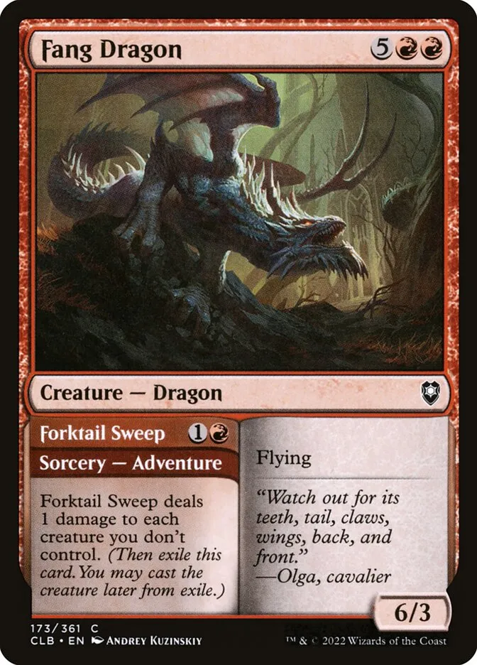 2022 Commander Legends: Battle for Baldur's Gate Fang Dragon // Forktail Sweep #173 common card image