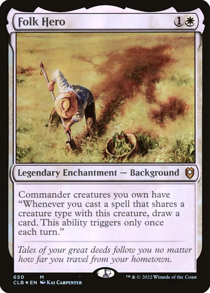 2022 Commander Legends: Battle for Baldur's Gate Folk Hero #650 mythic card image