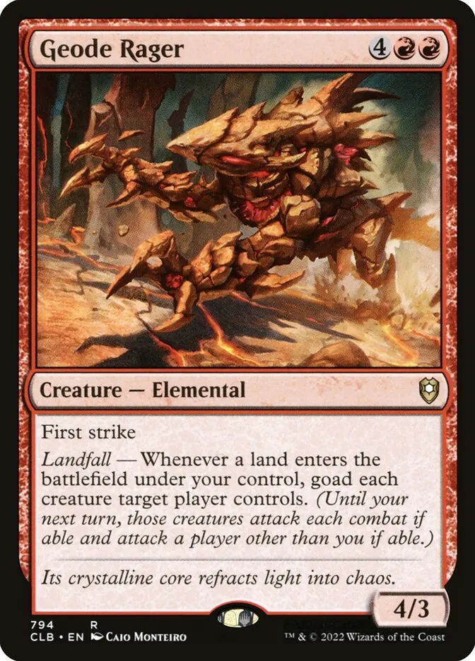2022 Commander Legends: Battle for Baldur's Gate Geode Rager #794 rare card image