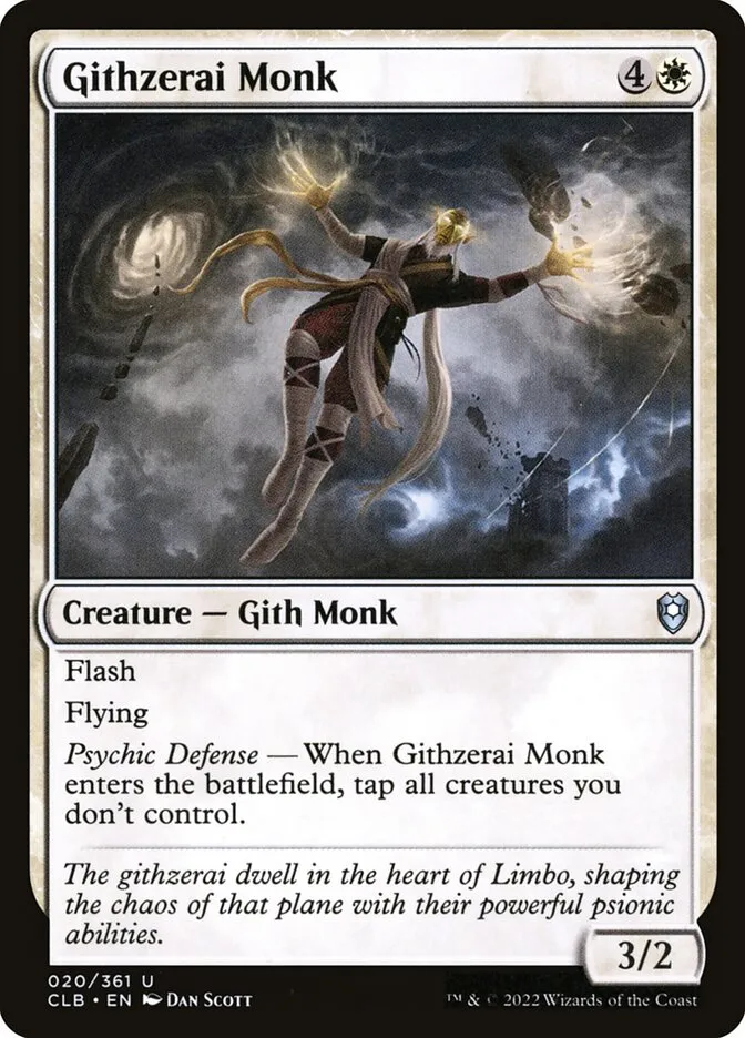 2022 Commander Legends: Battle for Baldur's Gate Githzerai Monk uncommon #20 uncommon card image