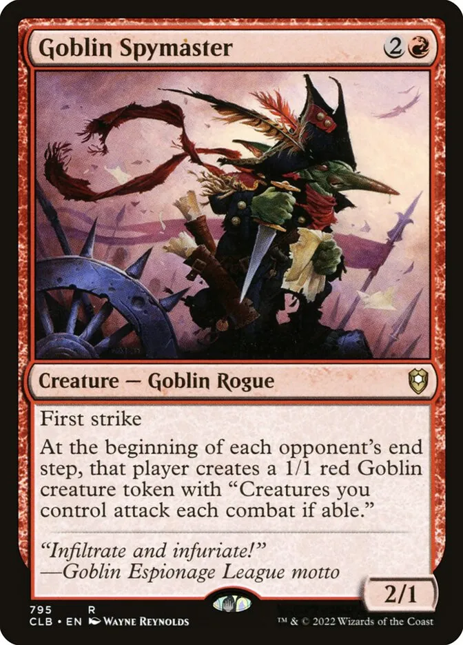 2022 Commander Legends: Battle for Baldur's Gate Goblin Spymaster #795 rare card image